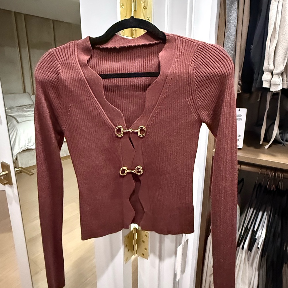 Commense Rust Cardigan with Gold Details